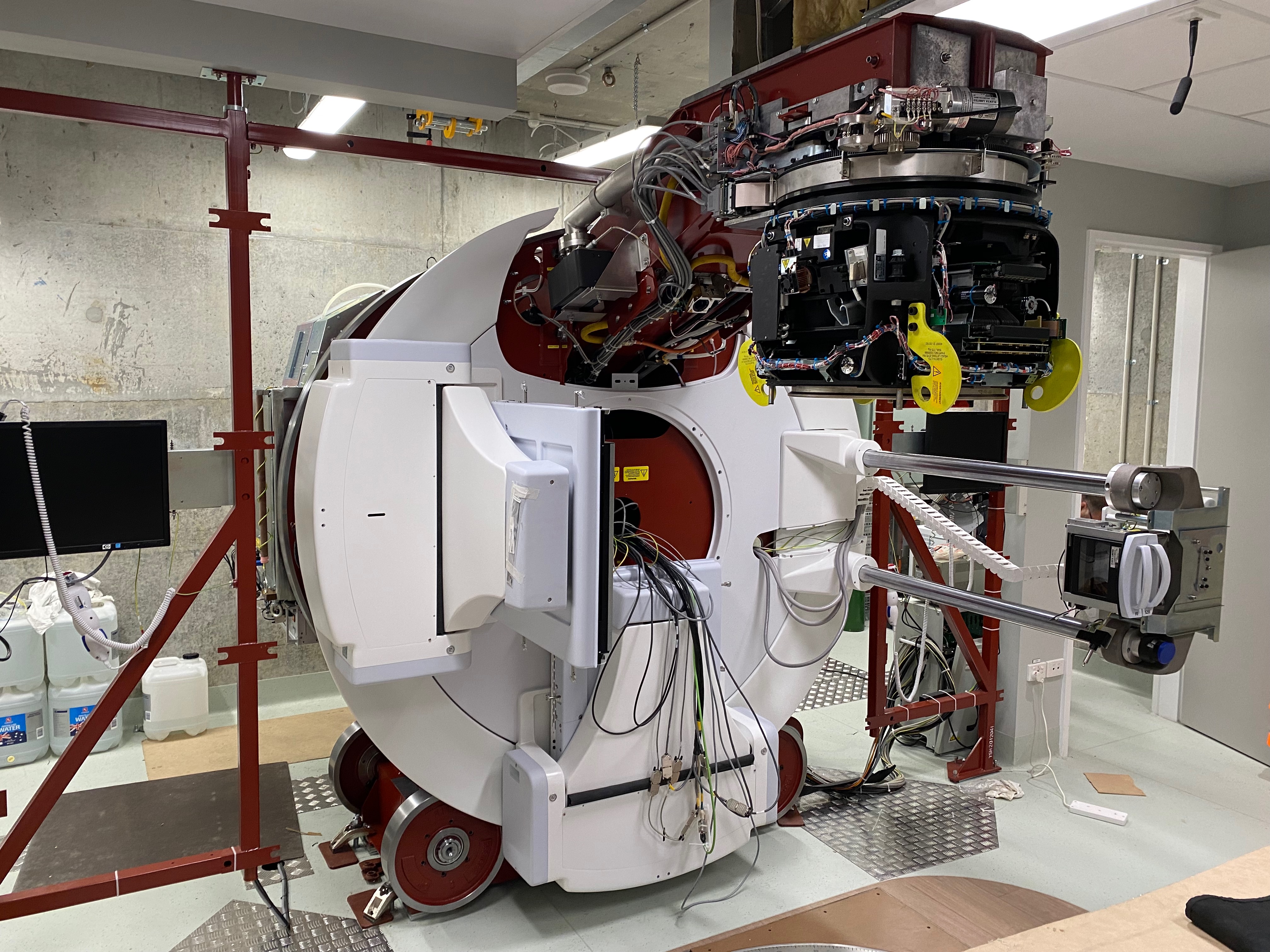 MR LINAC installation — internal components exposed